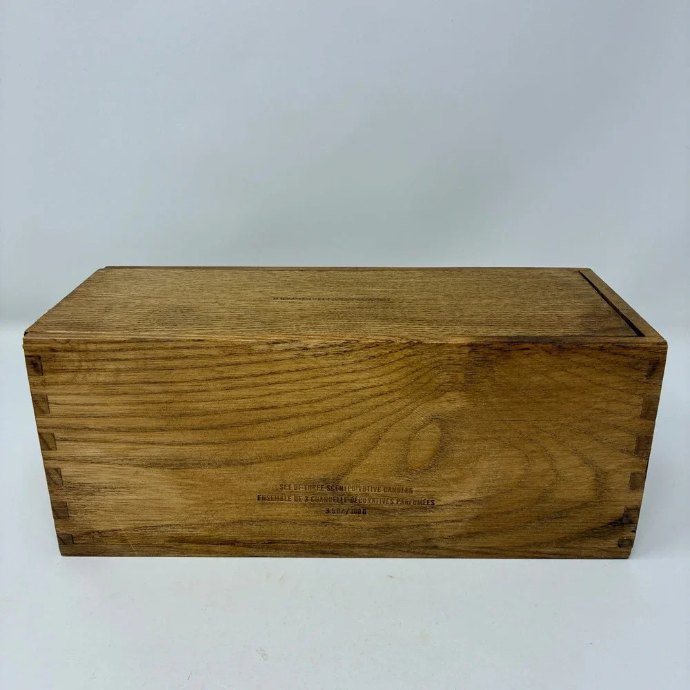 Restoration Hardware Provencal Bath Wooden‎ Storage Box Sliding Lid Rustic Brown
